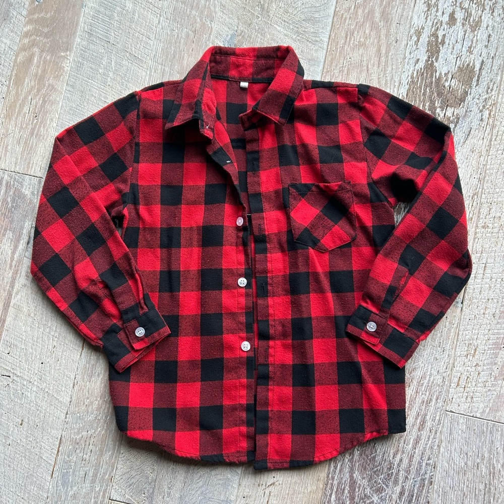 Plaid Kids Shirt - Red & Black